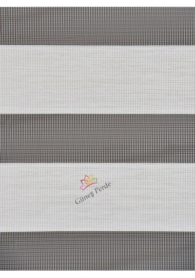 Ekru R-18 Bambu Zebra Stor Güneşlik Perde Etek Dilimli Alüminmyumkasa Ekru
