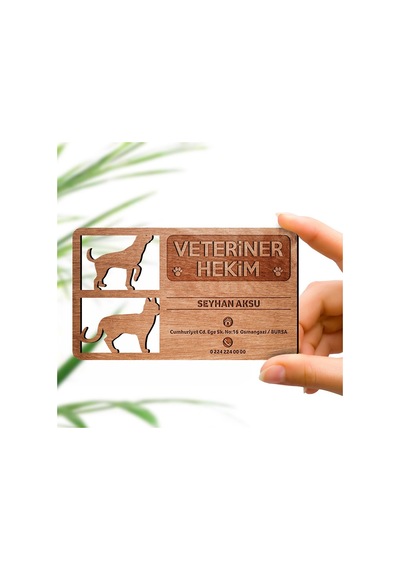 Kişiye Özel Mesleki veteriner Hekim Ahşap Kartvizit (Model 2-1) 5