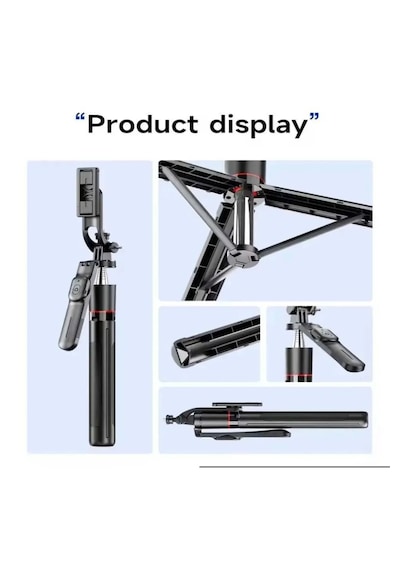 F16 Selfie Çubuğu Işıklı Tripod Bluetooth Uzaktan Kumandalı 360' Dönebilen Çok Amaçlı Tripod Siyah