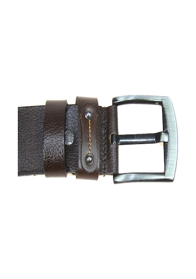 Derimine Hakiki Deri Erkek Metal Detaylı Dikişli Kot Kemeri 4,5 Cm Kahverengi
