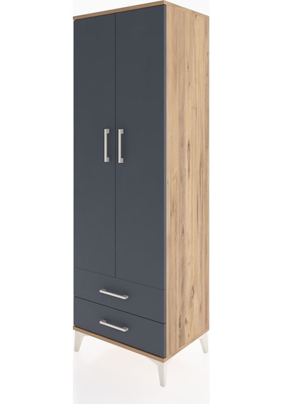 Hyperion Dolap 2 Raflı 2 Kapaklı Tek Askılı 60x44x182 Antrasit-antrasit Atlas Çam