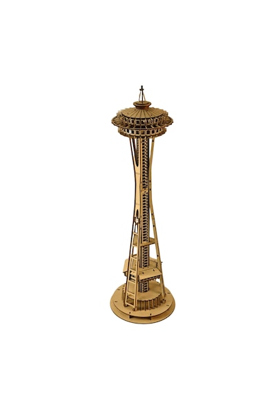 Space Needle Ahşap Maket Seti Dıy 3d Puzzle Seattle Kulesi Koleksiyoner Modeli 321 Parça