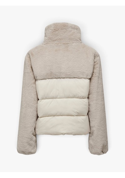 Only Onlwanja Fur Puffer Mıx Jacket Noos Otw Kadın Bej Mont - 15292945