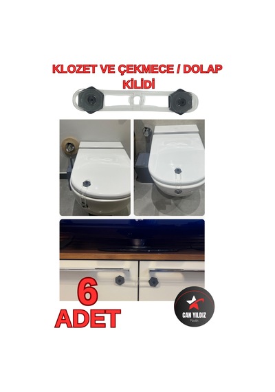 Can Yıldız Plastik Bebek Ve Çocuk Klozet Ve Güvenlik Dolap Çekmece Kilidi Siyah