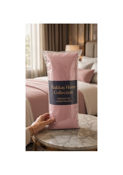 100x200 Lastikli Çarşaf Seti Pamuklu Tek Kişilik Çarşaf + Yastık Kılıfı-toz Pembe