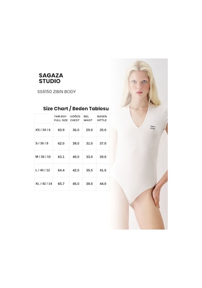 Sagaza Studio Ss6150 Çıt Çıtlı Body Ekru