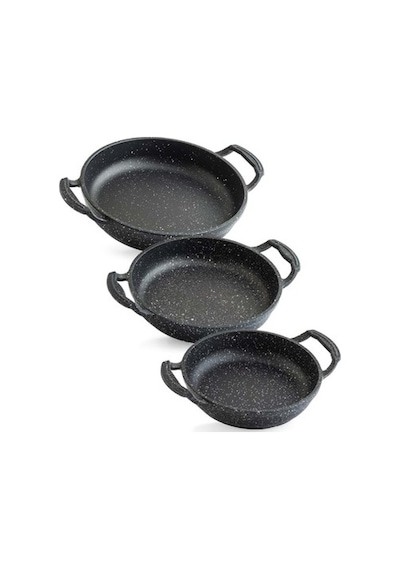 Döküm 3'lü Sahan Seti 18, 20, 22 cm Siyah