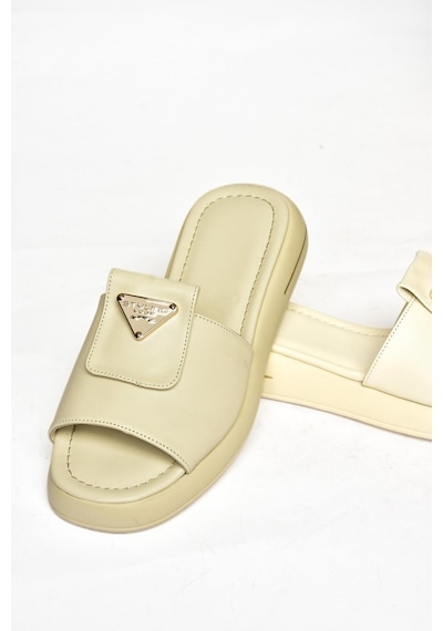 Fox Shoes S518106409 Bej Kadın Terlik Bej