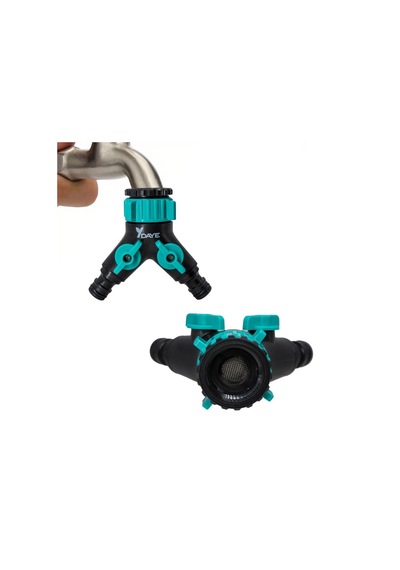 Daye Dy8002l Çift Çıkışlı Vanalı Musluk Adaptörü 3/4" - 1" 3/4 - 1 İnç Uyumlu
