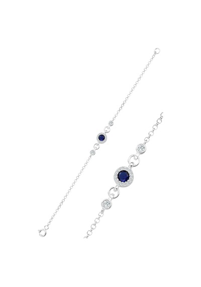 Söğütlü Silver Gümüş Safir Ve Zirkon Taşlı Bileklik