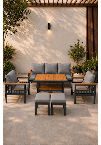 Sole Serisi Balkon Takımı, 3-1-1 Gri Bahçe Takımı, 3'lü Koltuk 70x180, 2 Tekli Koltuk 70x70, Masa 70x110, 2 Puf Gri Sole Serisi Balkon Takımı, 3-1-1 Gri Bahçe Takımı, 3'lü Koltuk 70x180, 2 Tekli Koltuk 70x70, Masa 70x110, 2 Puf Gri