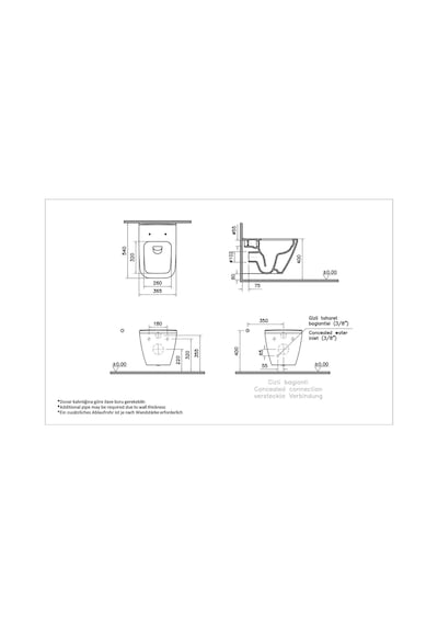 7082l003-0090 VitrA Integra Square Rim-ex Kanalsız Asma Klozet, Gizli Montaj