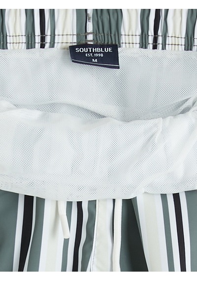 Lcw Swımwear Haki Kısa Boy Çizgili Erkek Deniz Şortu