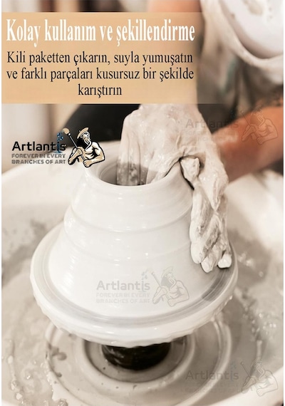 Beyaz Seramik Hamuru 2 Kg Seramik Başlangıç Seti Ebeşuar Modelleme Artdeco 6 Renk Akrilik Boya Fırça 75 Ml Heykel