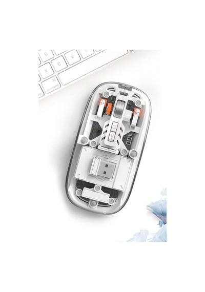 Sessiz Şeffaf Tasarım Zarif Ev Ofis Oyuncu Hem Bt Hem Dongle İle Kullanılabilir Mouse Beyaz Diğer