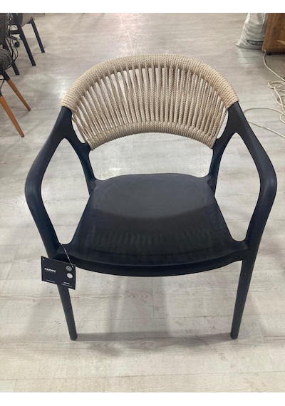 Örme Plastik Model Sandalye 4'lü Siyah - Bej