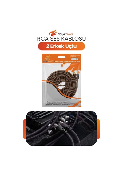 Rca Ses Kablosu 2 Erkek Uçlu Audio Kablo Amfi Teyp Bağlantı Kahverengi