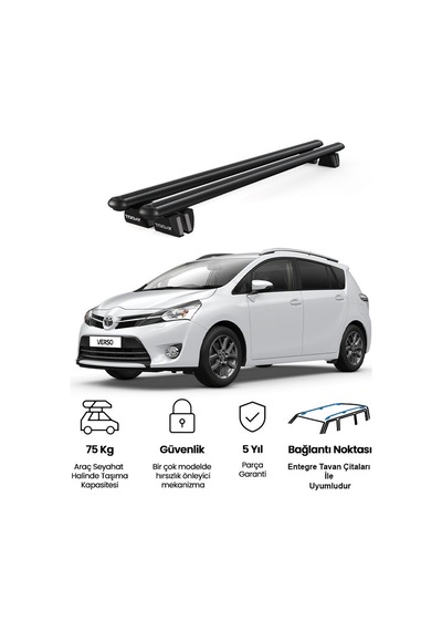 Pençe Toyota Verso Ara Atkı 2009-2018 Uyumlu Siyah Ara Atkı Port Bagaj Tavan Barı
