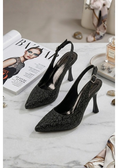 Papuç Sepeti Gldstp 8,5 Cm Topuklu Kadın Stiletto Ayakkabı Siyah