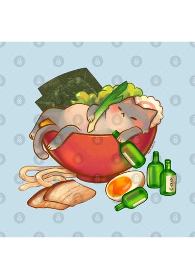 Sarhoş Ramen Kedisi Kupa Bardak Çok Renkli
