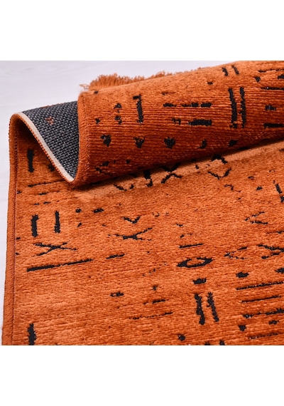 Çam Halı Crea Decolux Vena 8010 Kiremit Özel Kaymaz Tabanlı Pamuk Dokuma Kilim - 80x150