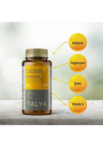 Kalsiyum, Magnezyum, Çinko, Vitamin D İçeren Takviye Edici Gıda - Gıda Takviyesi - 60 Tablet