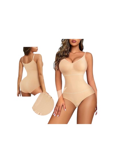 Tezzgelsin Kadın İnce Askılı Çıtçıtlı Slip Body Korse Ten Ten Rengi
