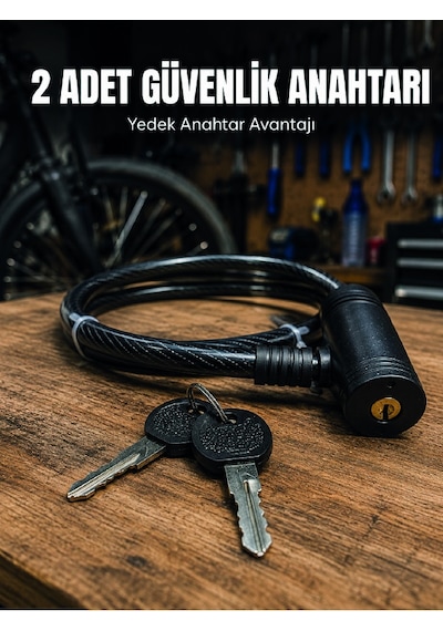 12 Mm Çelik Halat Bisiklet Kilidi 80 Cm Anahtarlı Güvenlik Kilidi Pvc Kaplamalı Scooter Ve Elektrikli Bisiklet Uyuml Diğer