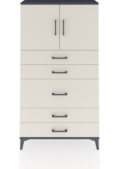 Arges Dolap 2 Raflı 5 Çekmeceli 2 Kapaklı 88x30x163 Antrasit-aytaşı Antrasit