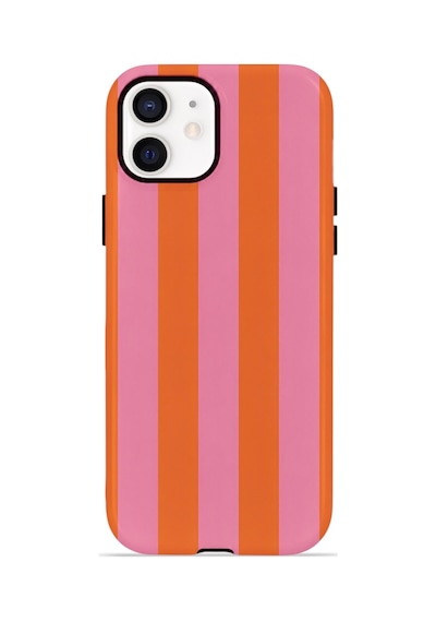 Apple iPhone Uyumlu 11 Vorian Çift Katmanlı Magsafe Kılıf Tangerine Rose Stripe