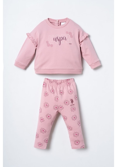 U.S. Polo Assn. Nakışlı Kız Bebek Pembe Uzun Kol Pijama Takım Usb3250-c-v1 Usb3250-c-v1