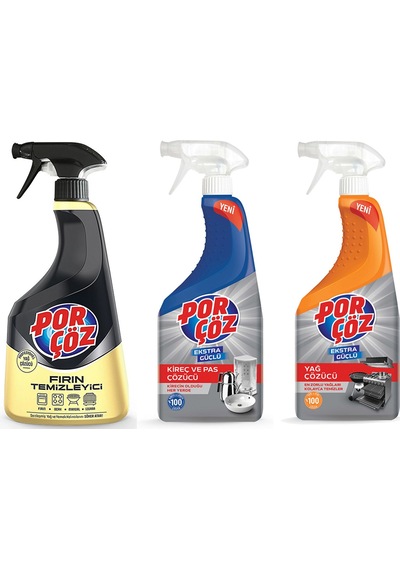 Porçöz Fırın Temizleyici-kireç Çözücü-yağ Sökücü 750 Ml 3 Lü Set 3’lü Set