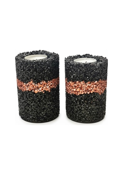 Dekoratif Obje Kristal Taşlı 2 Li Tealight Mumluk