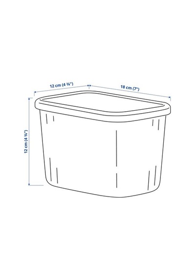 Ikea Rykta Kapaklı Kutu, Şeffaf Gri-mavi, 12x18x12 Cm/1.5 Lt