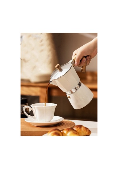 Mokapot 6-cup Coffeehutt Bigg Coffee Italyan Filtre Kahve Makinesi - Alüminyum, Hafif Ve Dayanıklı Bej