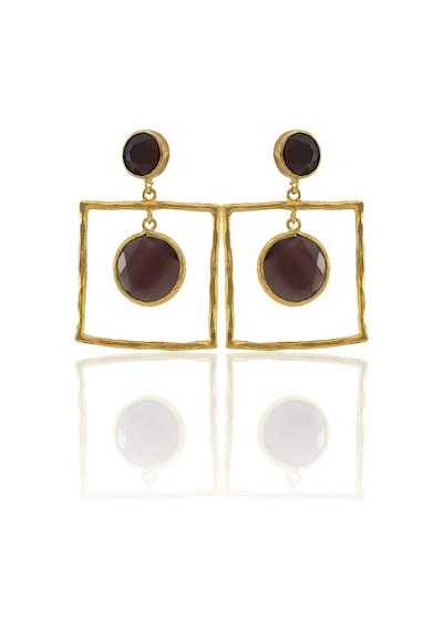 Kadir Jewellery 22 Ayar Altın Kaplama Kadın Sallantılı Küpe -el İşçiliği Ve Hipoalerjenik Küpe-e85 Kehribar
