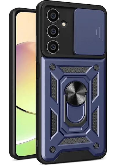 Samsung Galaxy  Uyumlu,  S24 Fe Pars Lens Yüzüklü Silikon - Lacivert