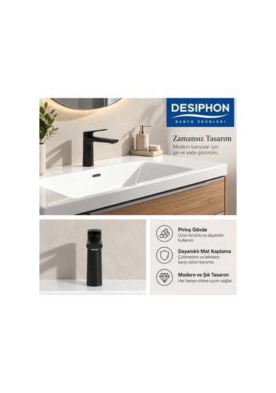 Mat Siyah Lavabo Bataryası Pirinç Gövde Özel Perlatör Dayanıklı Kaplama Modern Tasarım