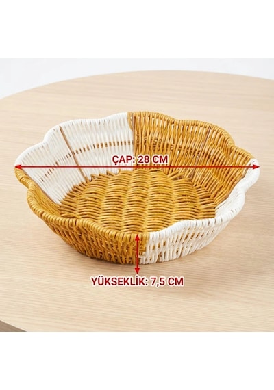 Çiçek Model Çift Renkli Plastik Rattan Ekmek Ve Meyve Sepeti - Çok Amaçlı Banyo Ve Mutfak Düzenleyic Çok Renkli