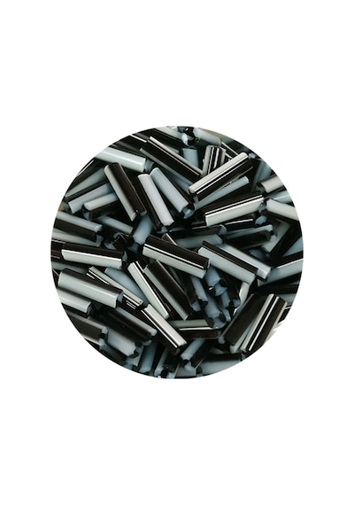 Uzun Boru Kesme Boncuk Çap 2mm Uzunluk 10 Mm - 20 Gram - Siyah Beyaz - Bnc251