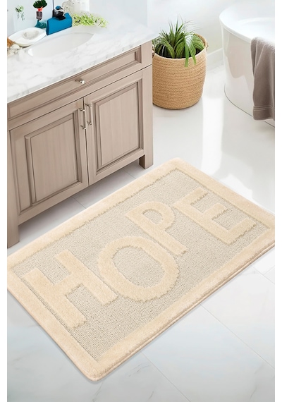 Doğal Kaymaz Taban Banyo Paspas Uzun Ömürlü Yumuşak Dokulu Su Emici Yıkanabilir Hope 60x100 Krem