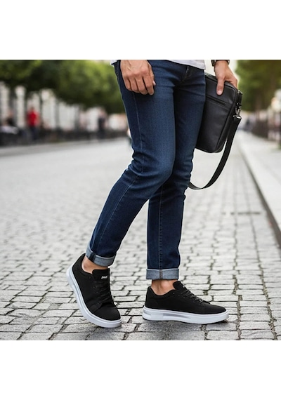 Volis M-26173 Siyah-beyaz Günlük Erkek Sneaker Ayakkabı Siyah