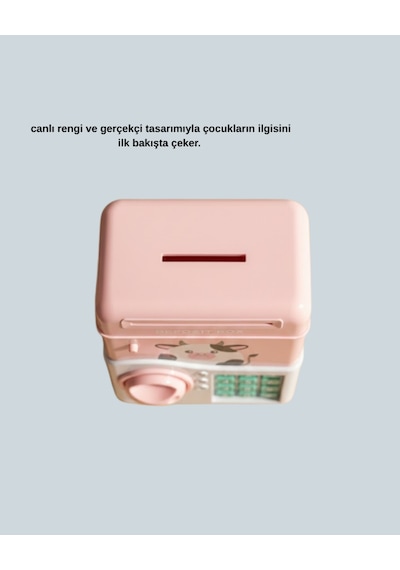 Atm Tasarımlı Pembe Işıklı Sesli Çocuk Kumbarası