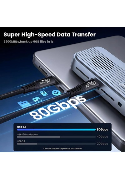 Cr69 Thunderbolt 5 / Type-c Kablo 80gbps / 120gbps Hız, Pd240w Şarj, 16k 60hz Görüntü Destekli, E-marker Çipli 1 Metre