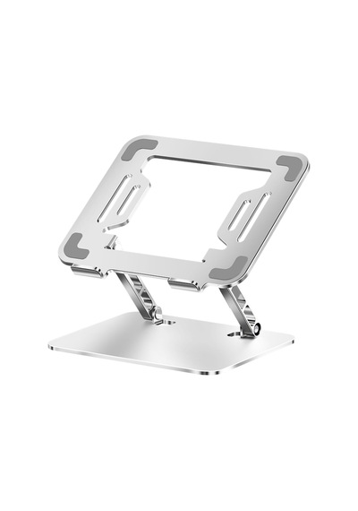 Katlanabilir Ayarlanabilir Alüminyum Laptop Standı, Taşınabilir Ergonomik Notebook Yükseltici, 6 Kademeli Yükseklik Ayarlı, Macbook Tablet Uyumlu, 10-17 İnç, Gümüş