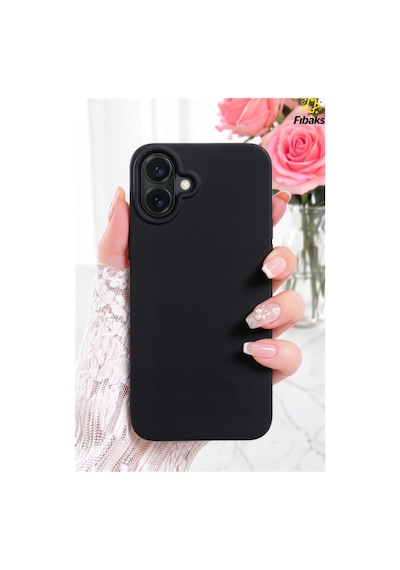 Fibaks iPhone 16 Plus Uyumlu Kılıf Kadife Lansman Soft Yumuşak Liquid Silikon Kamera Korumalı Kapak