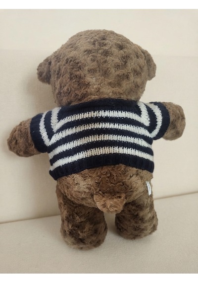 Peluş Tedi Lacivert Çizgili Kazaklı Ayıcık 50 Cm Kahverengi-lacivert