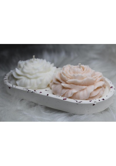 Bottiko Bottiko Beton Taşlı Kokulu Dekor%100 Soya Wax Şakayık Mum Seti Beyaz Diğer