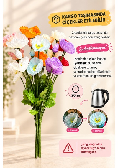 4 Çiçekli Gelincik Yapay Çiçek Dalı 60 Cm 1 Adet Renk Seçeneği Yoktur Stok Durumuna Göre Gönderilir Renkli