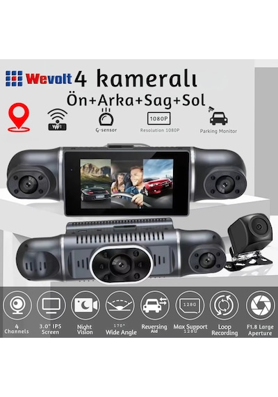 Mb-5900 Yeni Premium 4 Kameralı Full Hd 1080 P Geniş Açı Araç Kayıt Kamerası